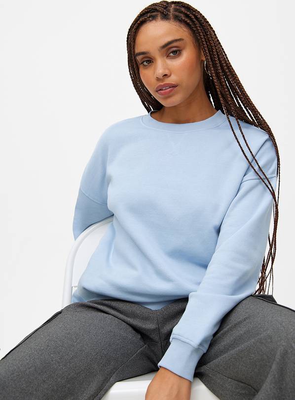 Light Blue Crew Neck Relaxed Fit Sweatshirt XXL